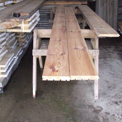 Pine floor boards cut from old beams 2