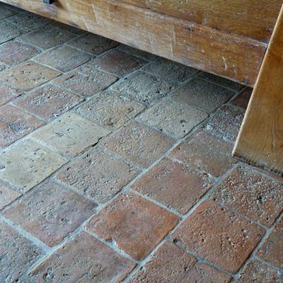 Floor tiles from cut bricks 1