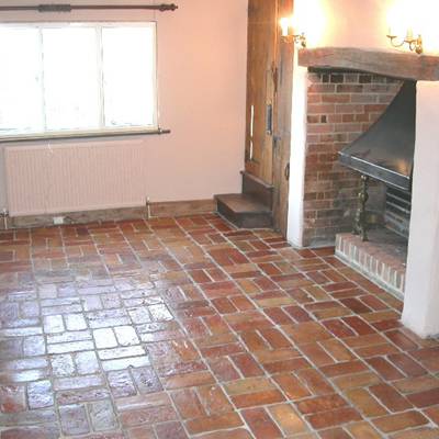 Floor tiles from cut bricks 10