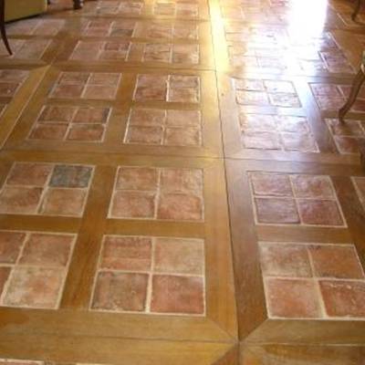 Floor tiles from cut bricks 14
