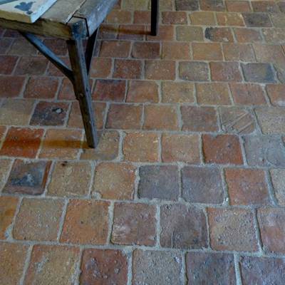 Floor tiles from cut bricks 2